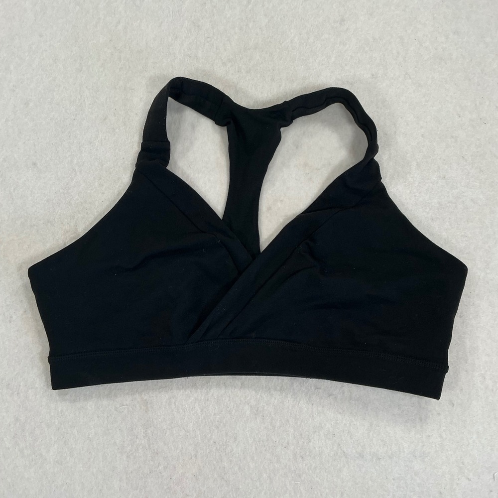 Lululemon Black Surplice Crossover Racerback Sports Bra Size 12 Activewear
